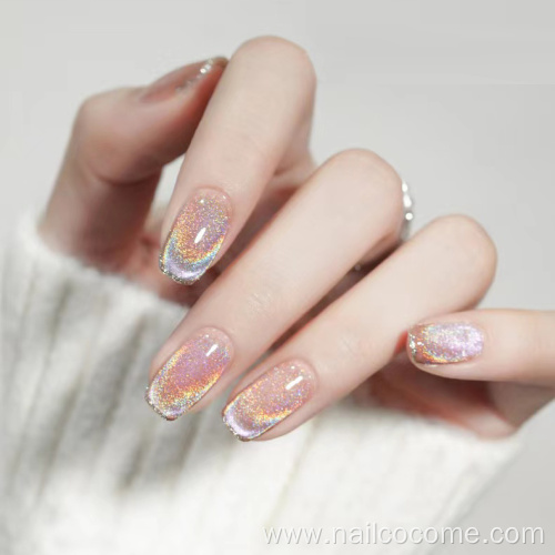 2022 Latest Gel Product Holographic Effect Laser Cat Eye Gel Polish Nail Art Magnet Rainbow Cat Eye